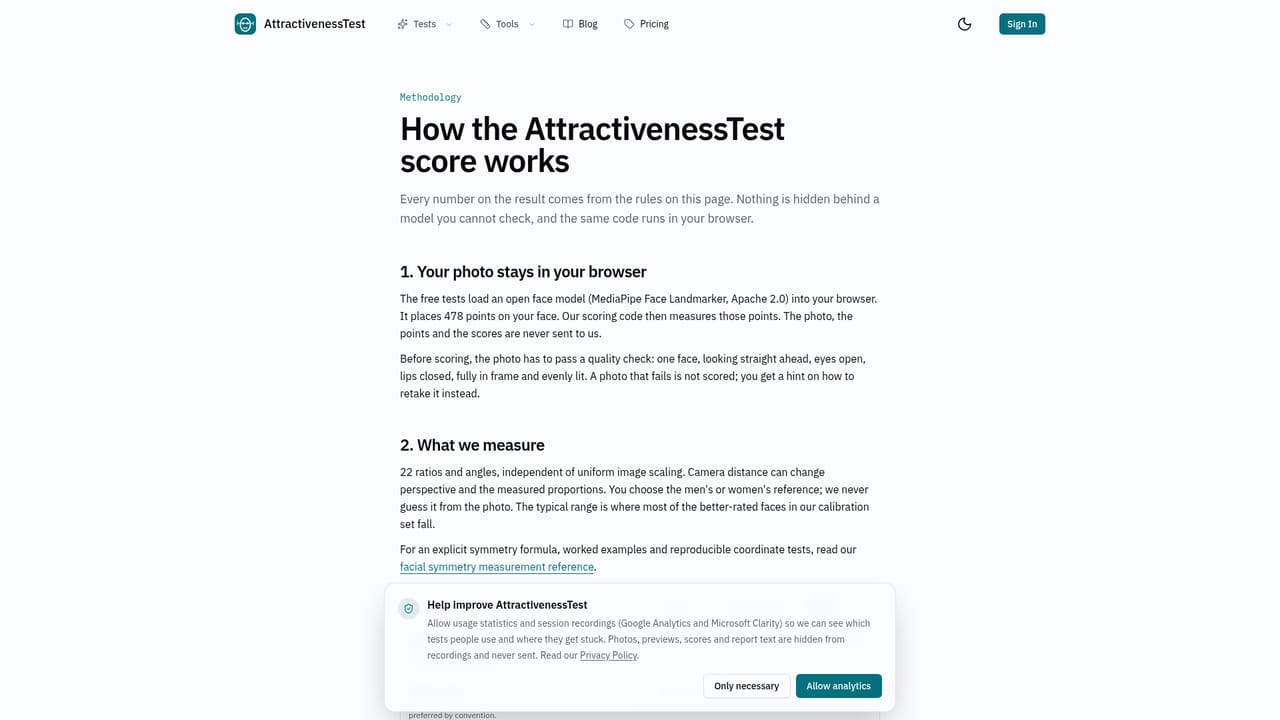 AttractivenessTest — Let the browser map your face