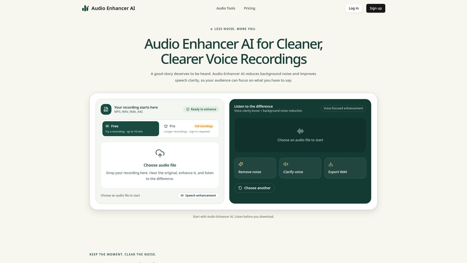 Audio Enhancer AI — Upload your recording