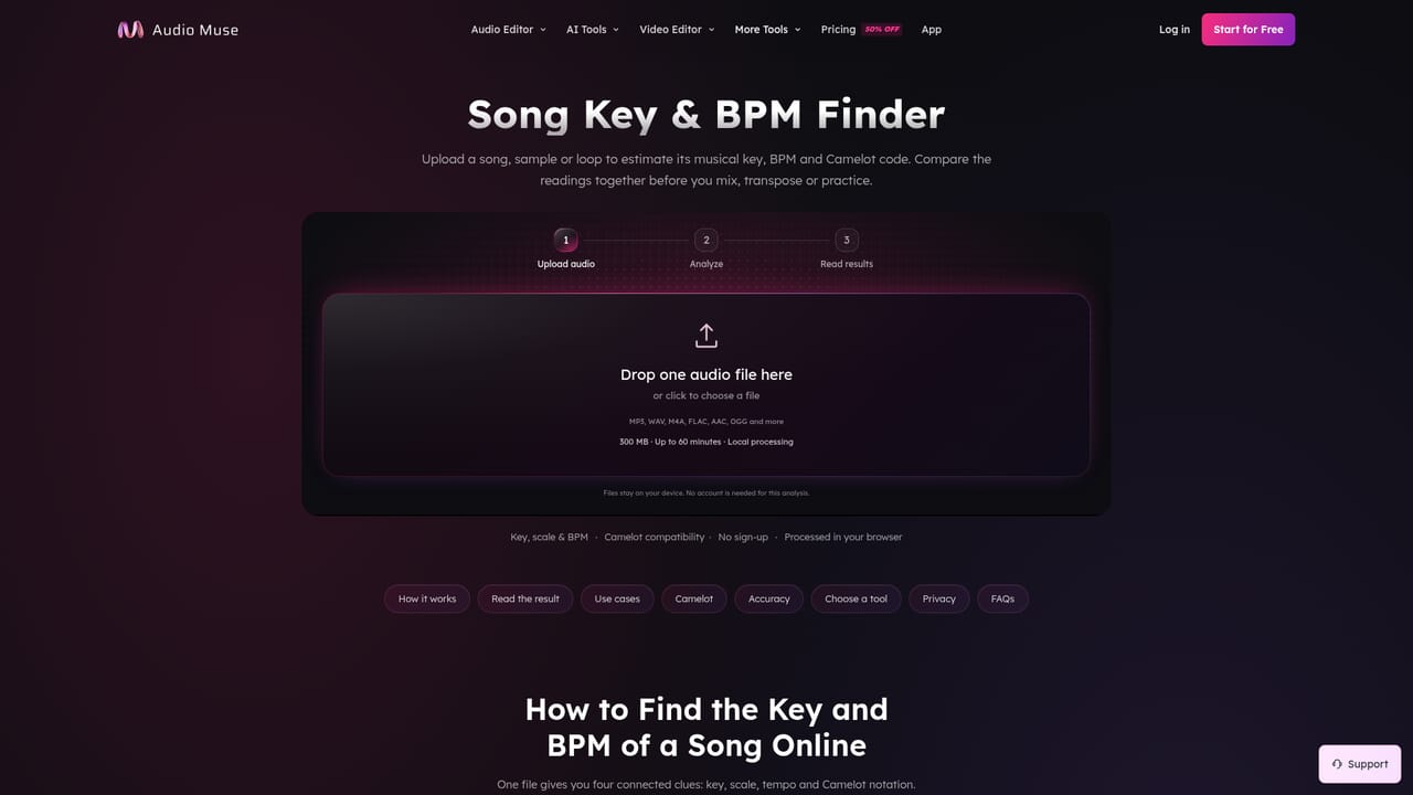 Audio Muse — Analyze key and tempo