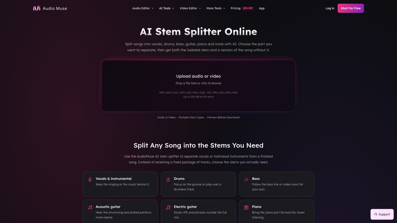 Audio Muse — Separate vocals and stems