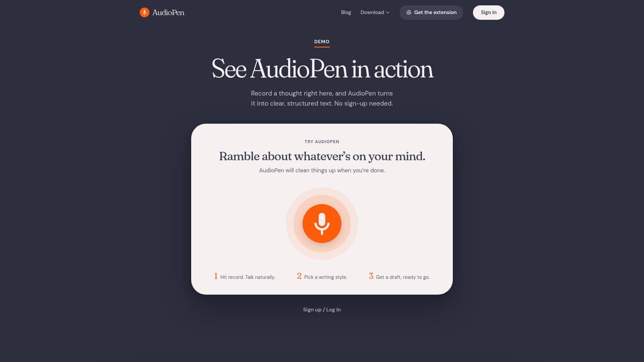 Audiopen — Try the browser demo before installing