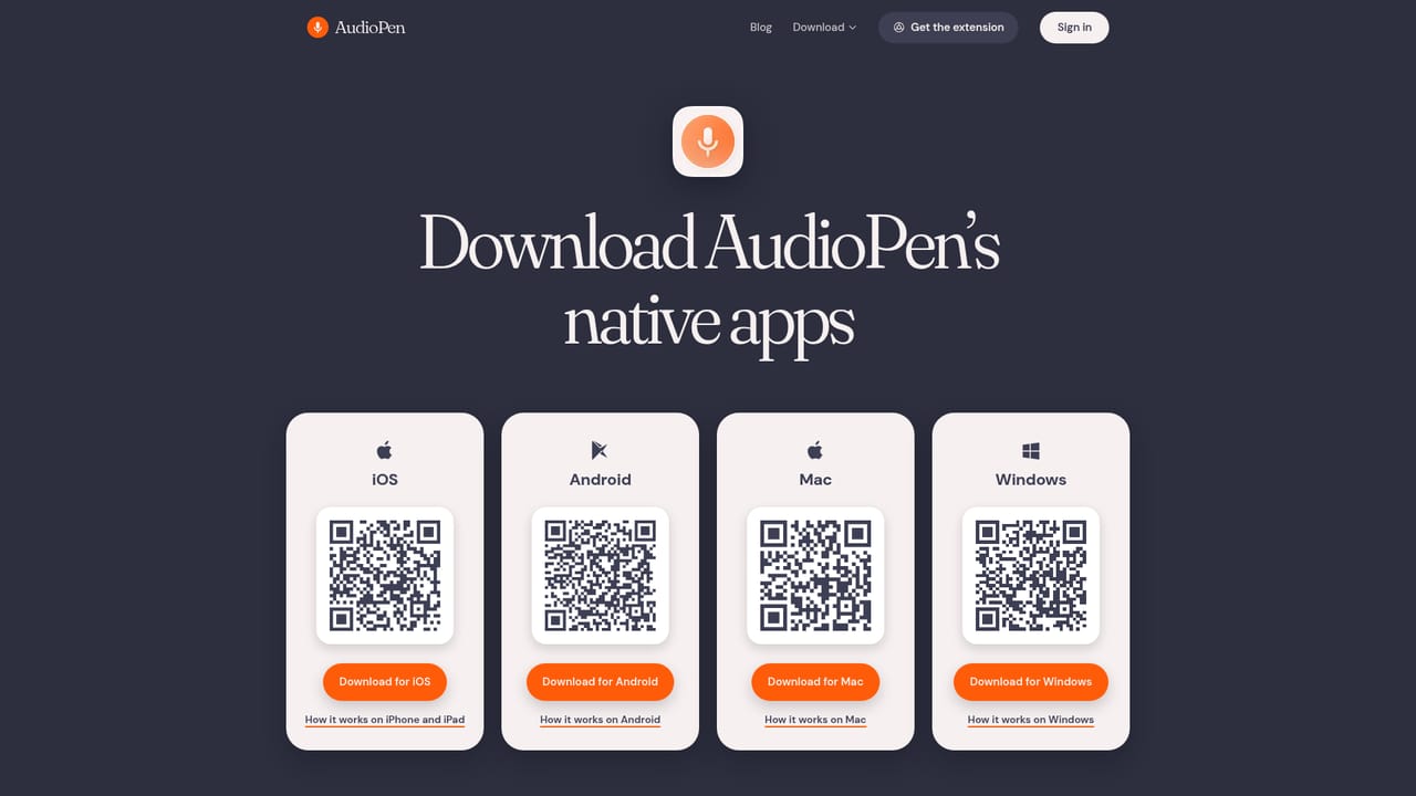 Audiopen — Install the app for your device