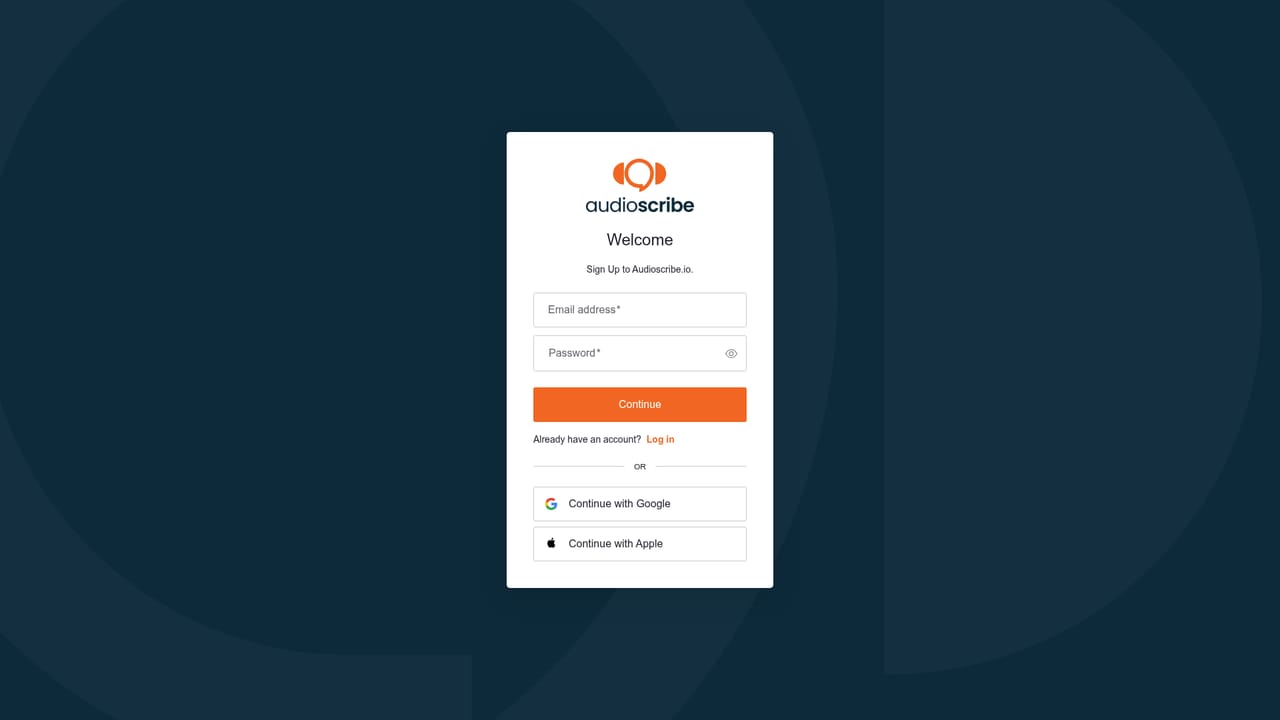 AudioScribe — Create a free account