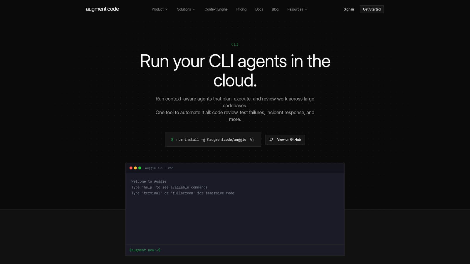 Auggie CLI — Install the CLI globally