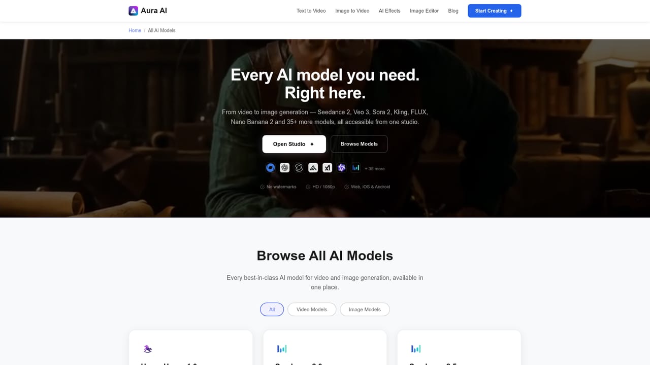 Aura AI — Browse the model lineup