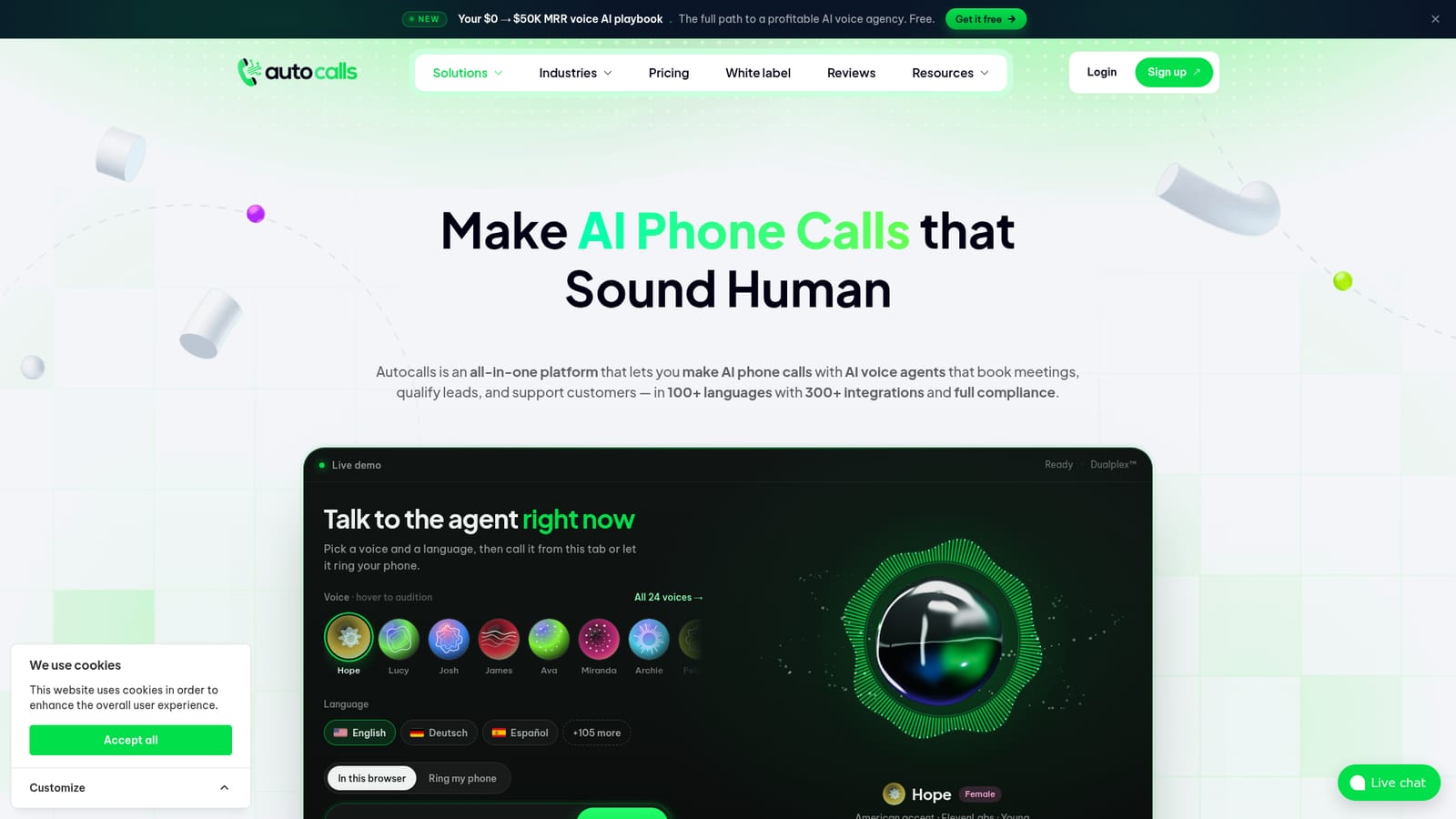 AutoCalls — Try a live agent before signing up
