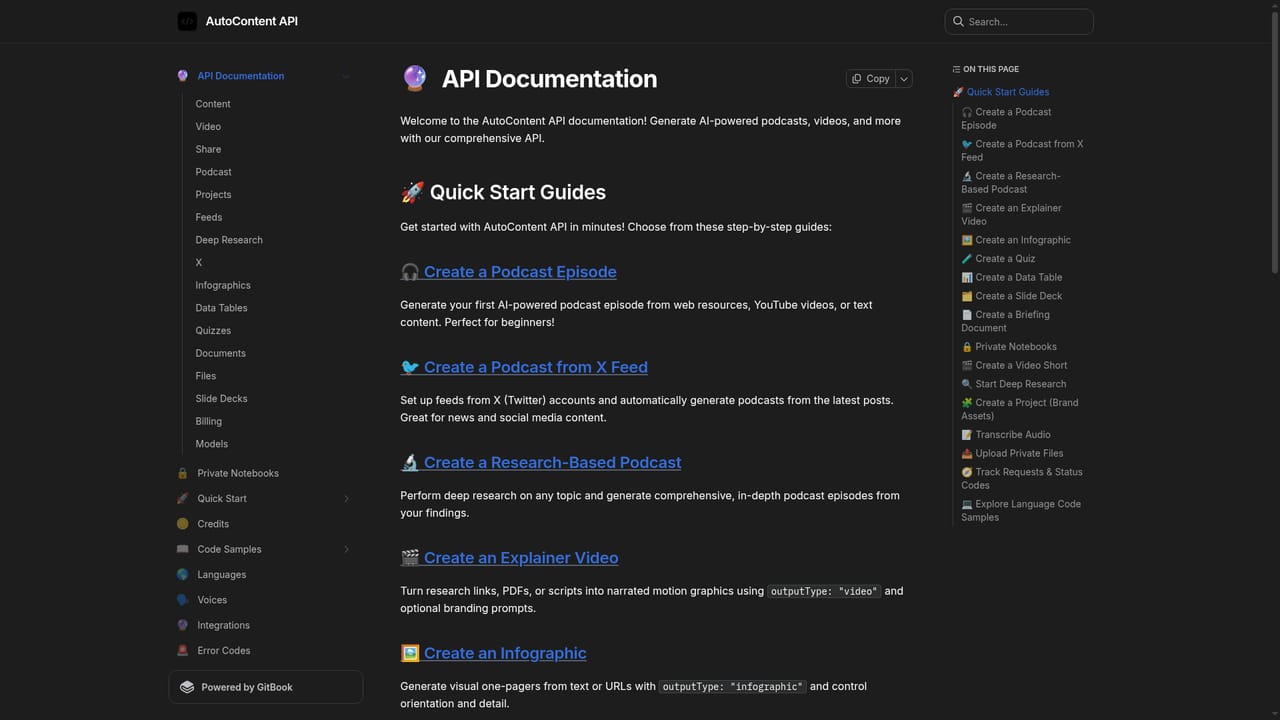 AutoContent API — Get an API key and open the docs