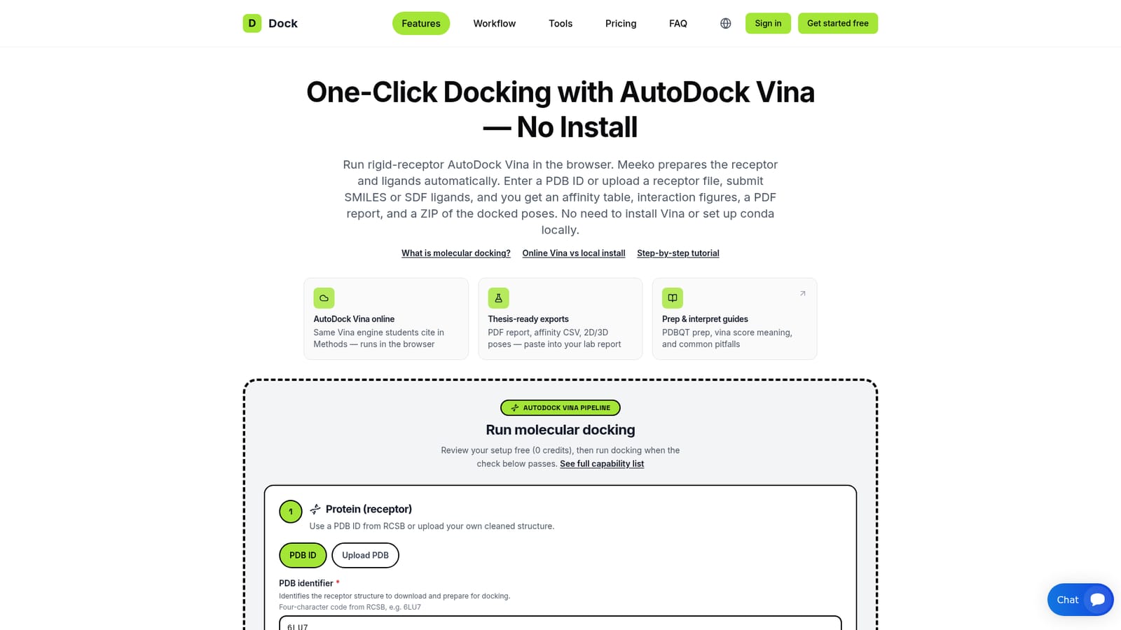 AutoDock Vina — Enter the receptor and ligands