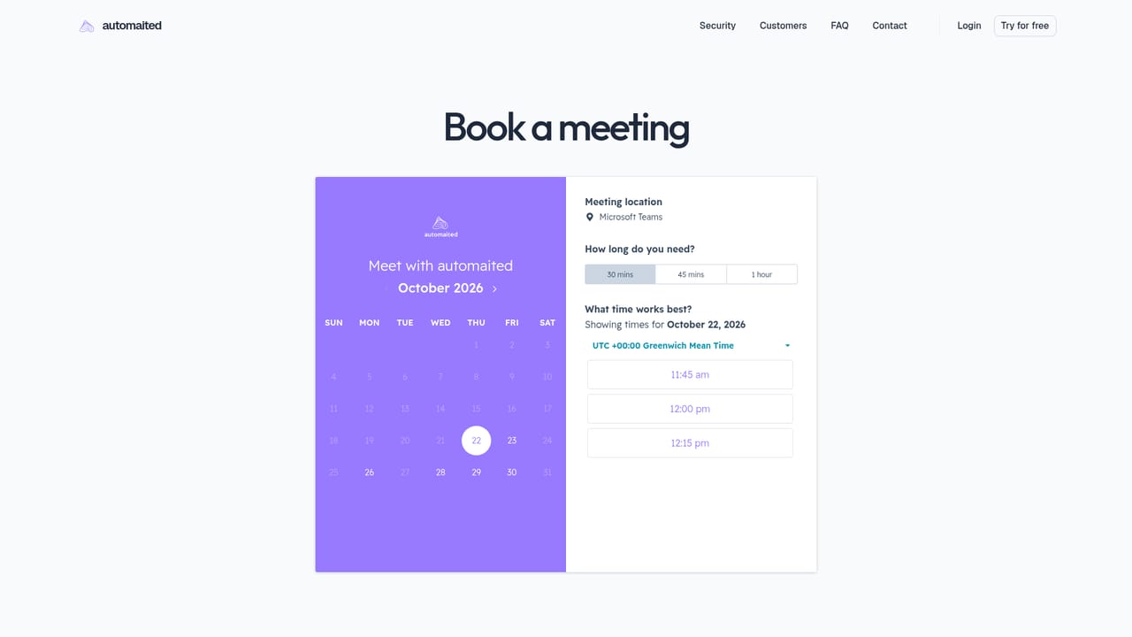 Automaited — Book a product presentation
