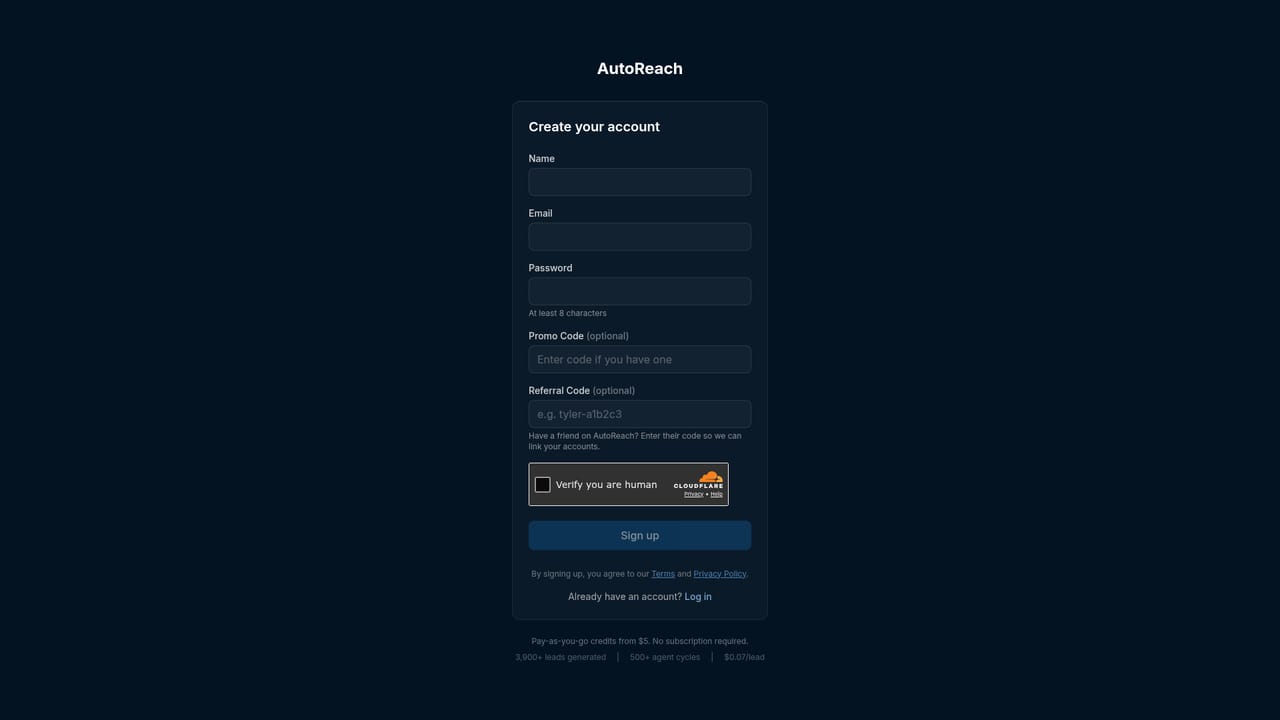 AutoReach — Create your account