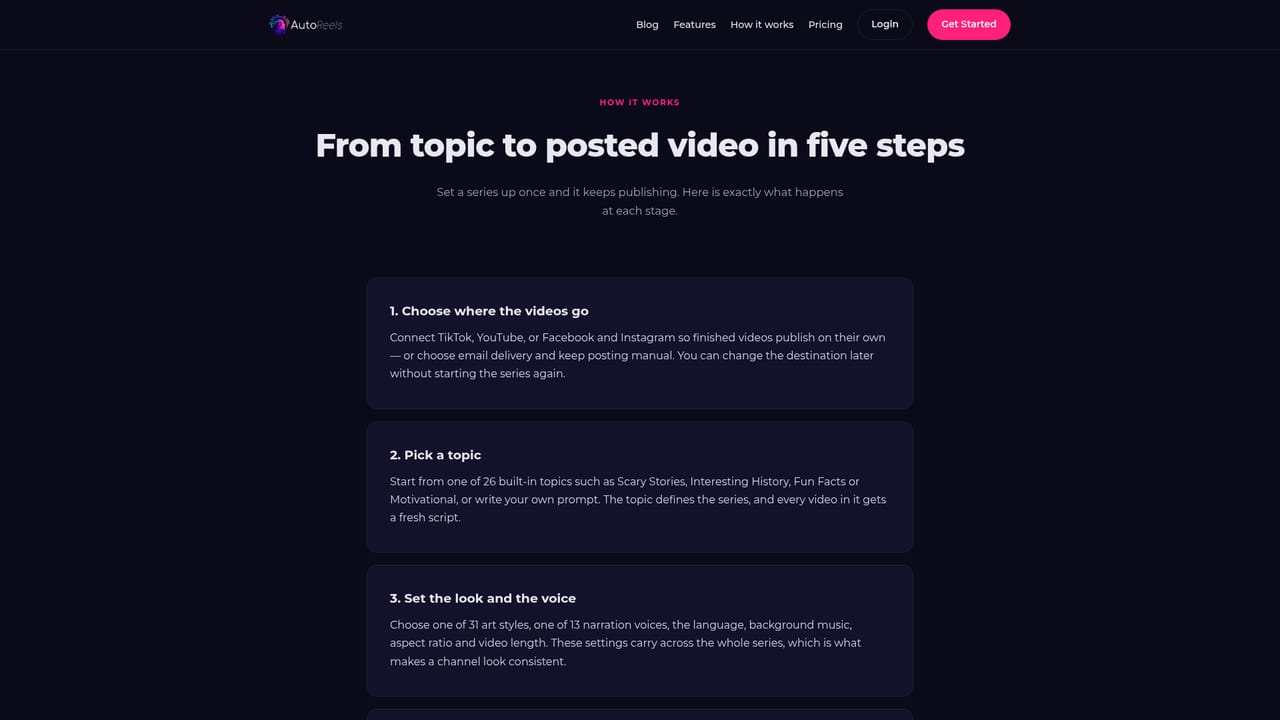 AutoReels — Pick a video destination