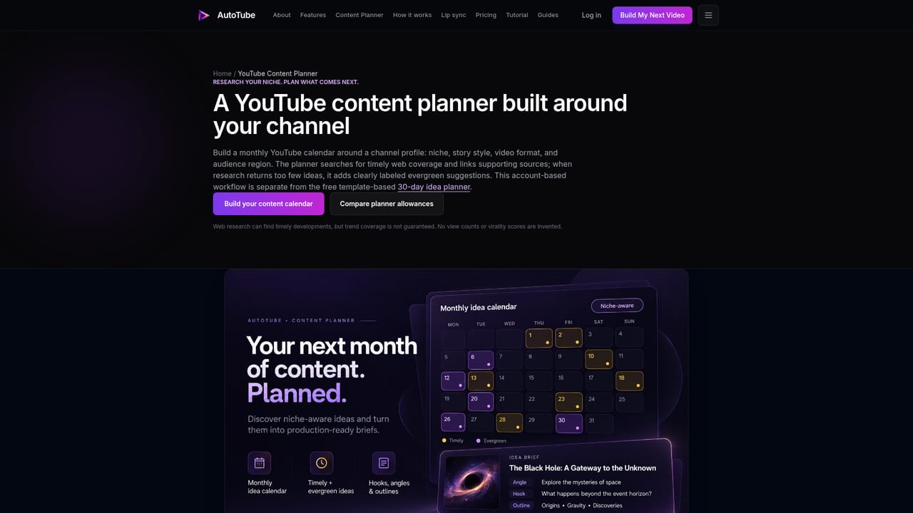 AutoTube — Plan the next month