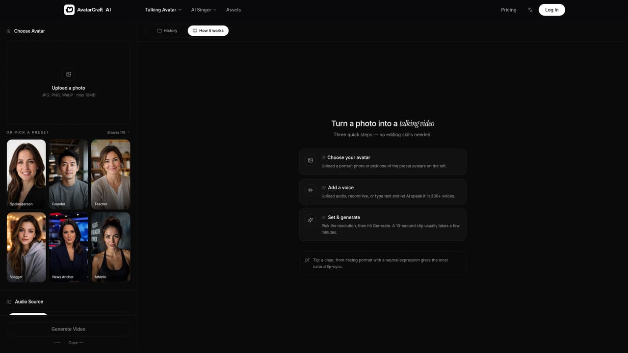 AvatarCraft AI — Create an account and collect your free credits
