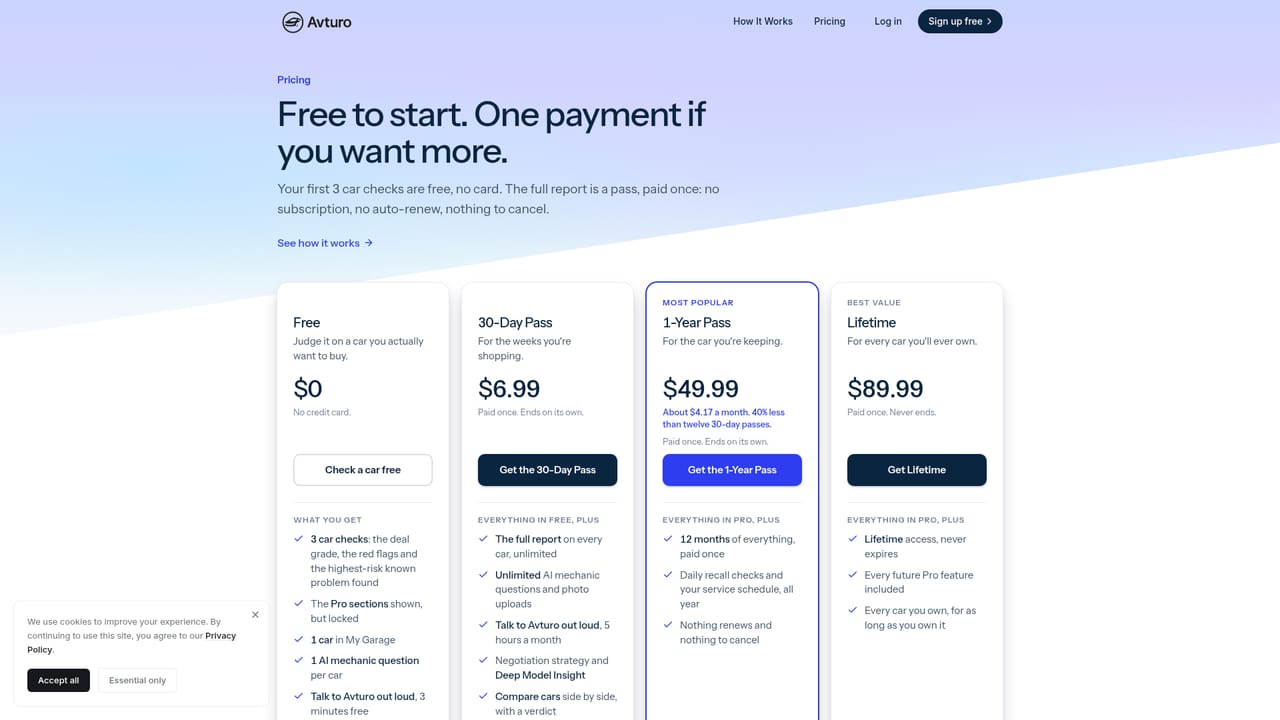 Avturo — Upgrade to Pro when a car is worth pursuing