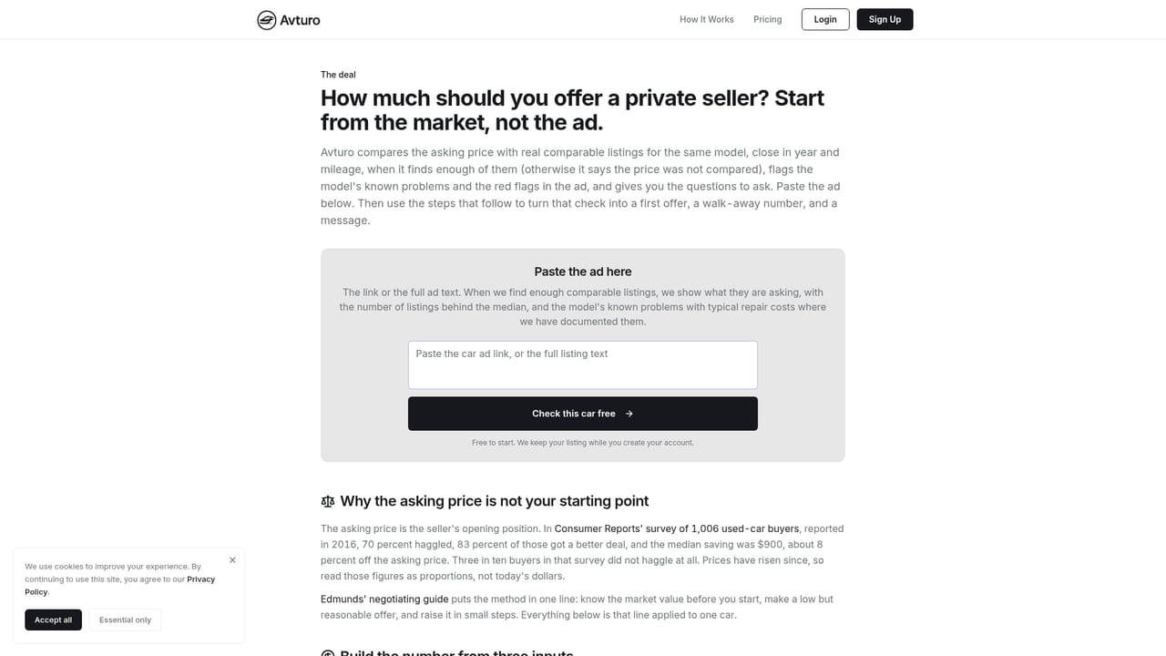 Avturo — Work out your opening offer
