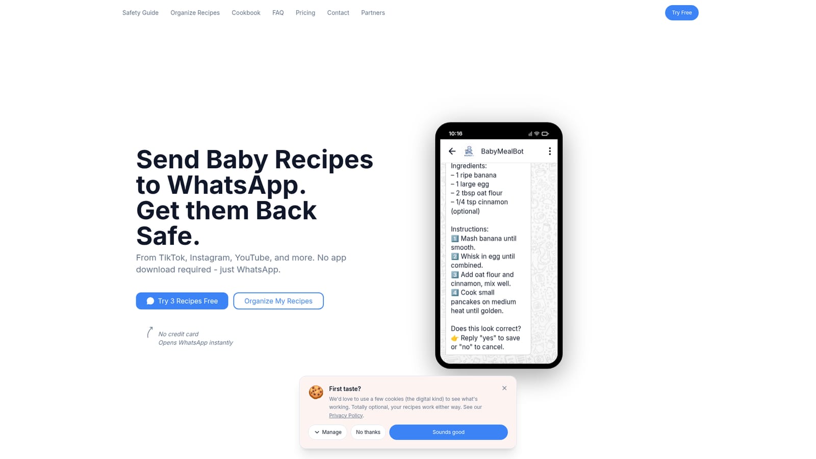 BabyMealBot — Set up your baby profile