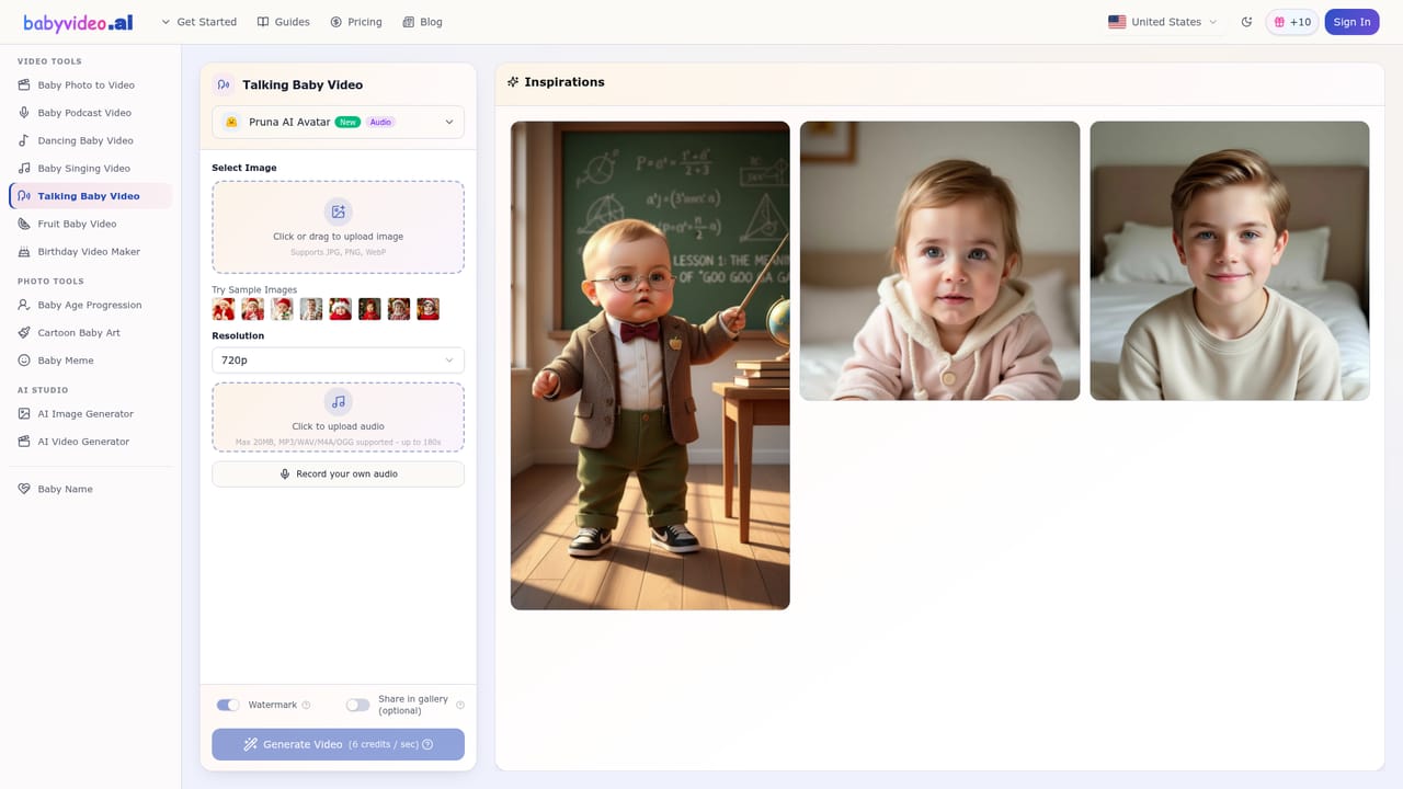 BabyVideo AI — Try talking or singing clips