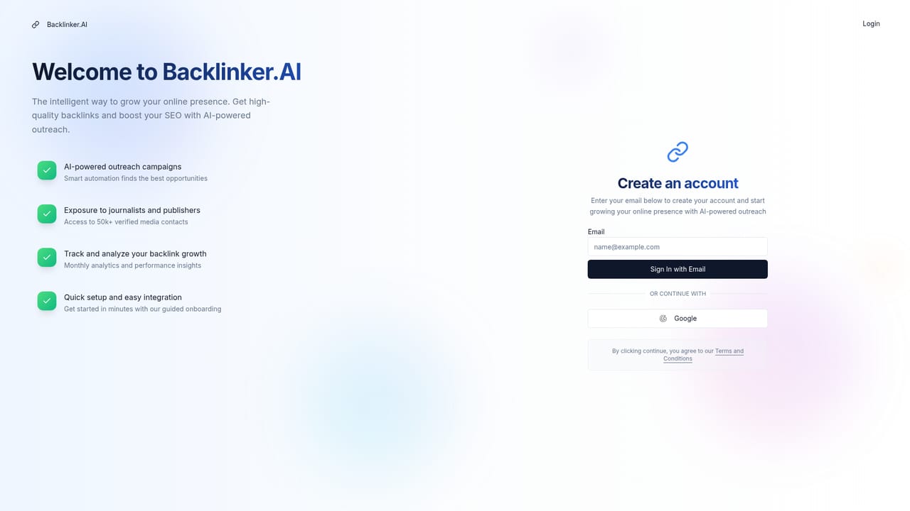 Backlinker.AI — Create your account
