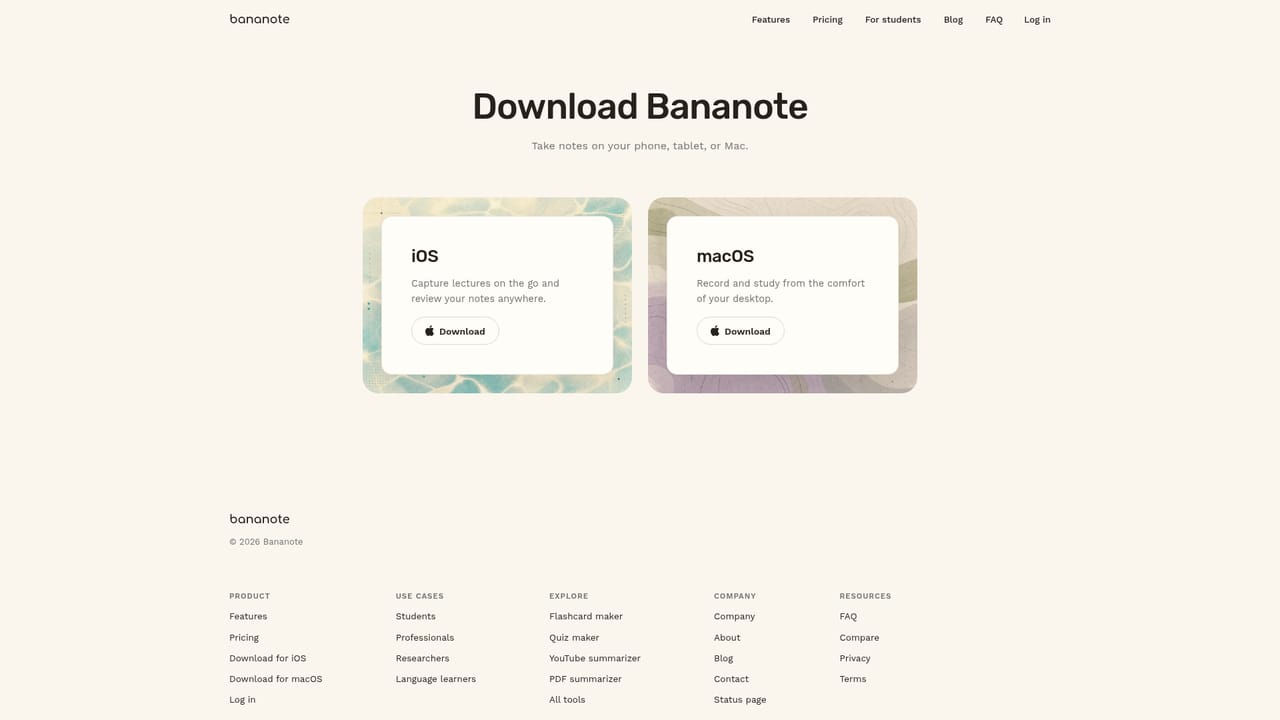 Bananote — Install the mobile or desktop app