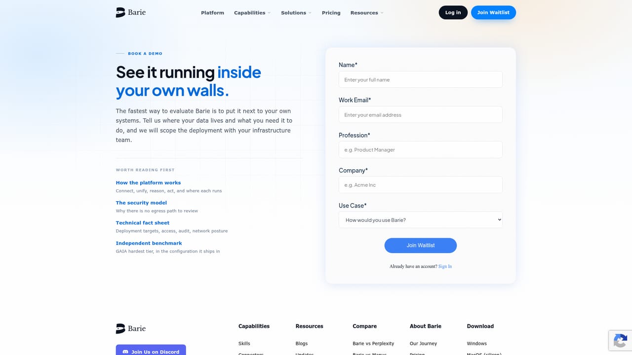 Barie AI — Request a demo and discuss deployment
