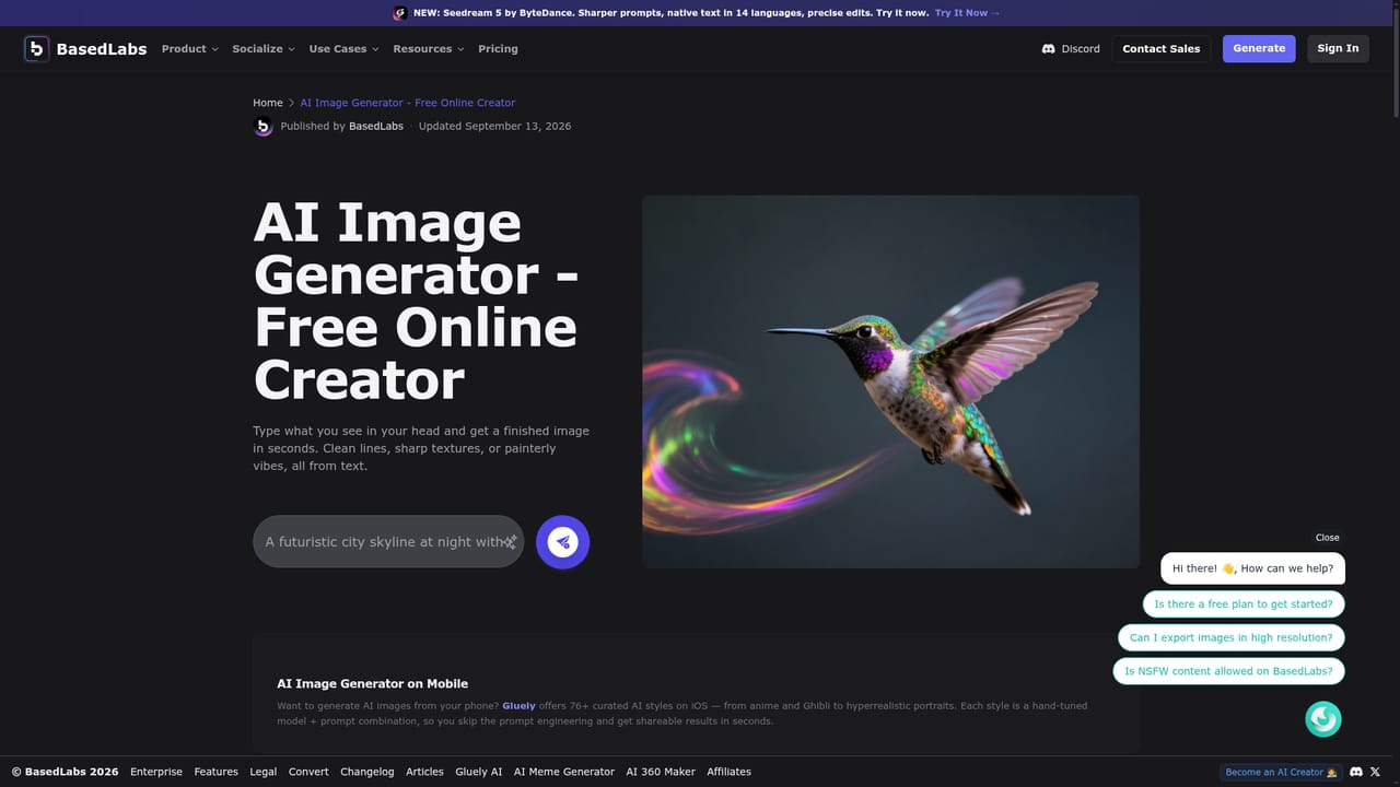 BasedLabs — Write a prompt and generate