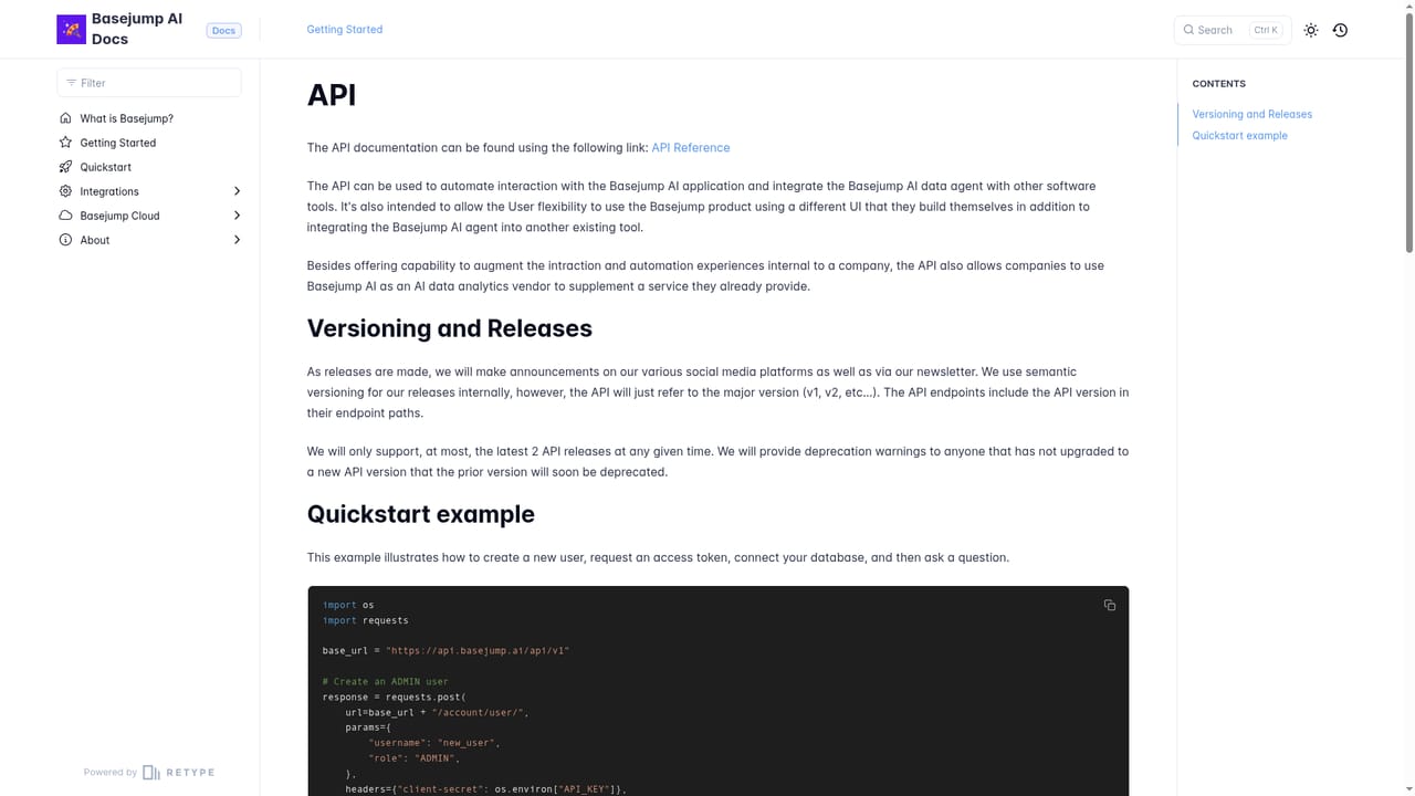 Basejump — Explore the API