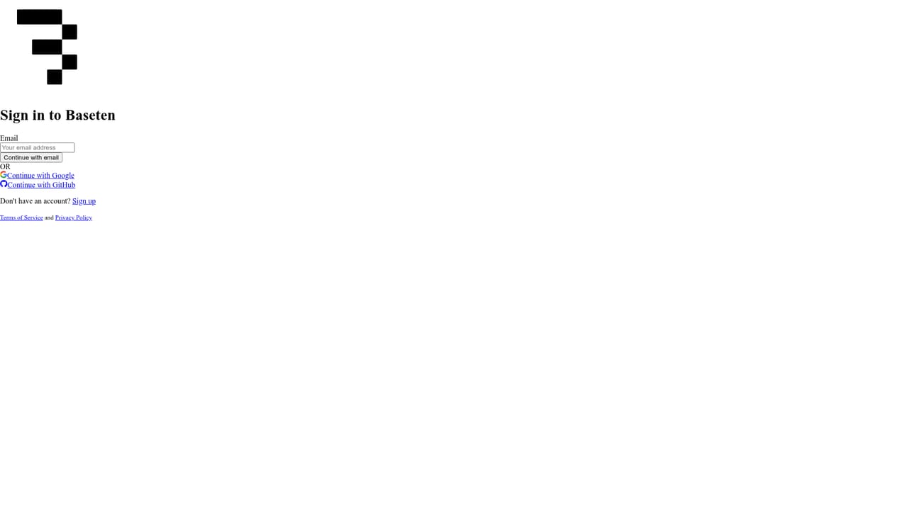 Baseten — Create a Baseten account