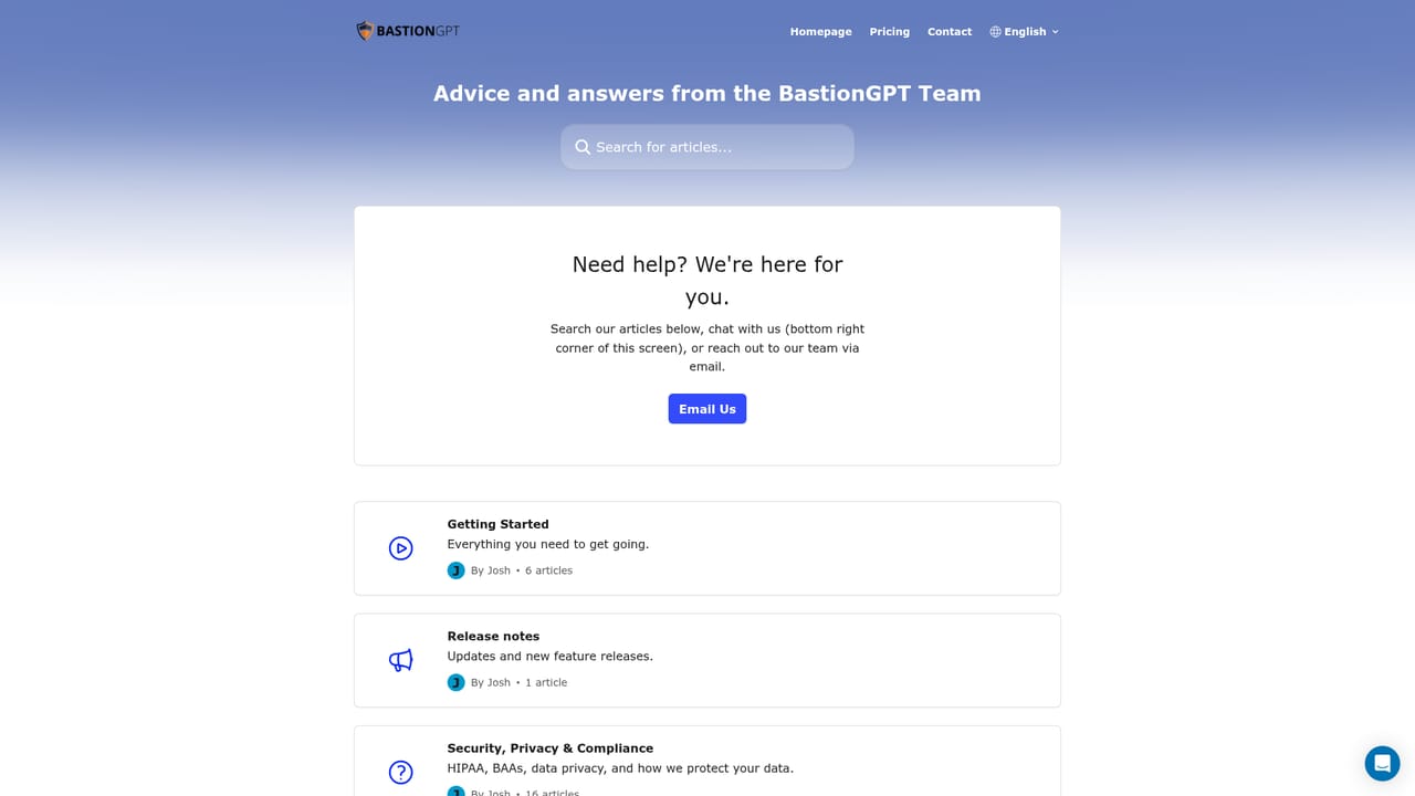 BastionGPT — Get support