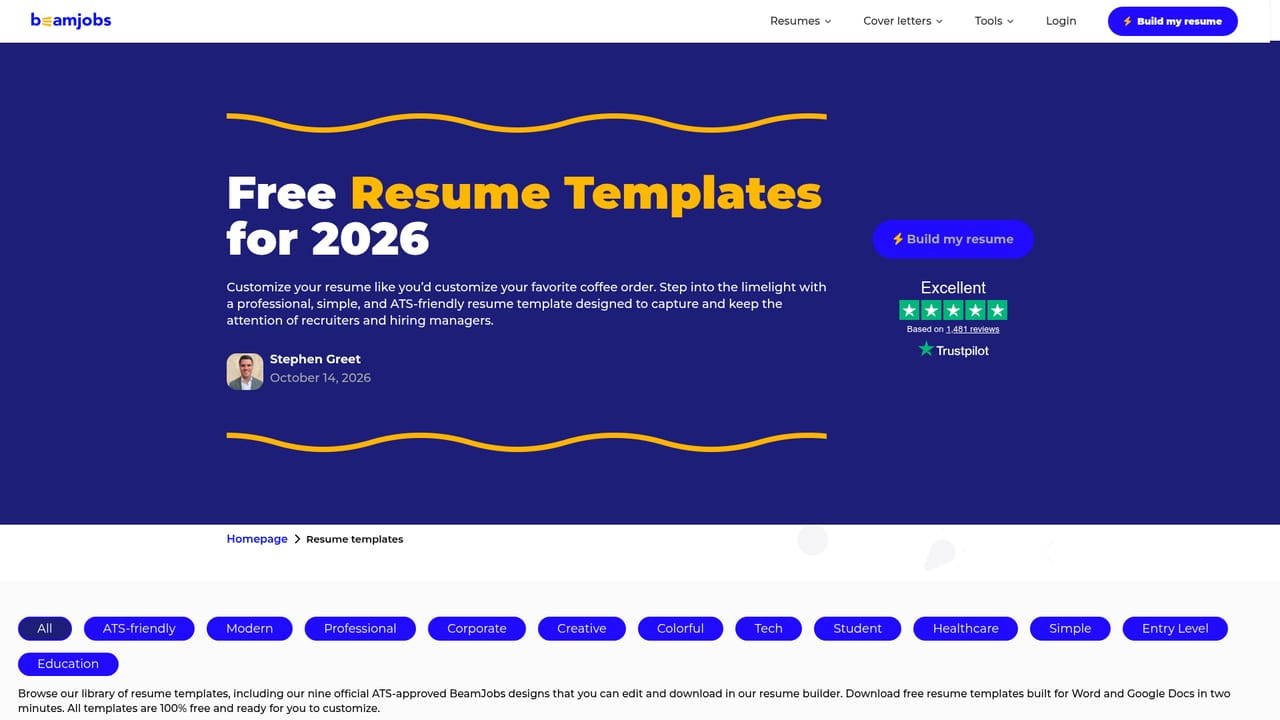 BeamJobs — Pick a starting template