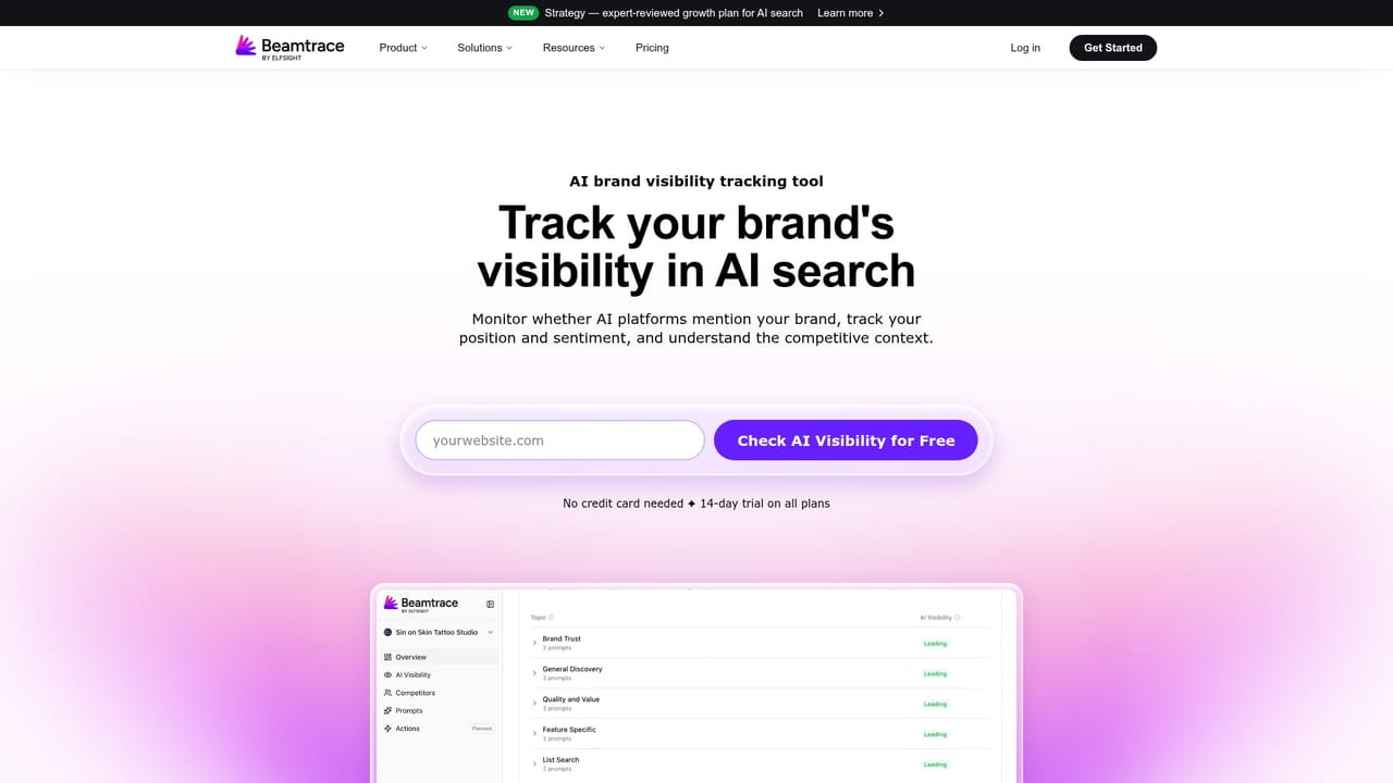 Beamtrace — Read your visibility score and status band