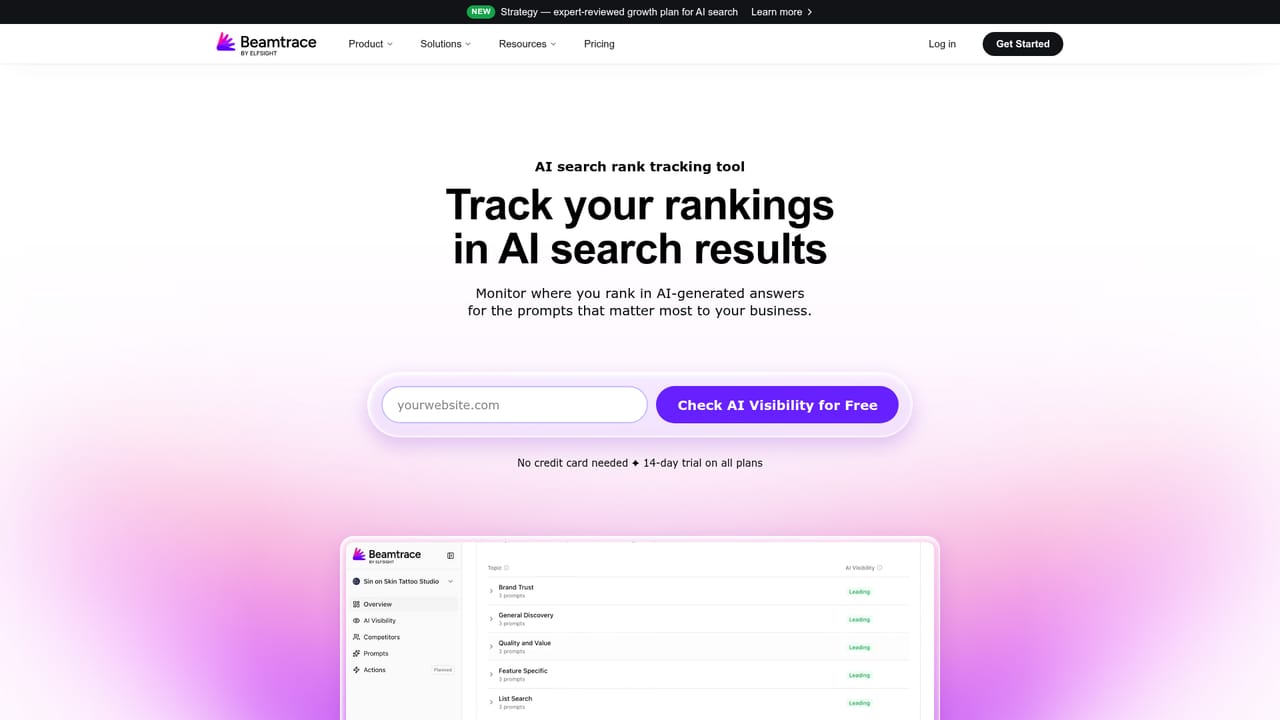 Beamtrace — Build your prompt and topic set
