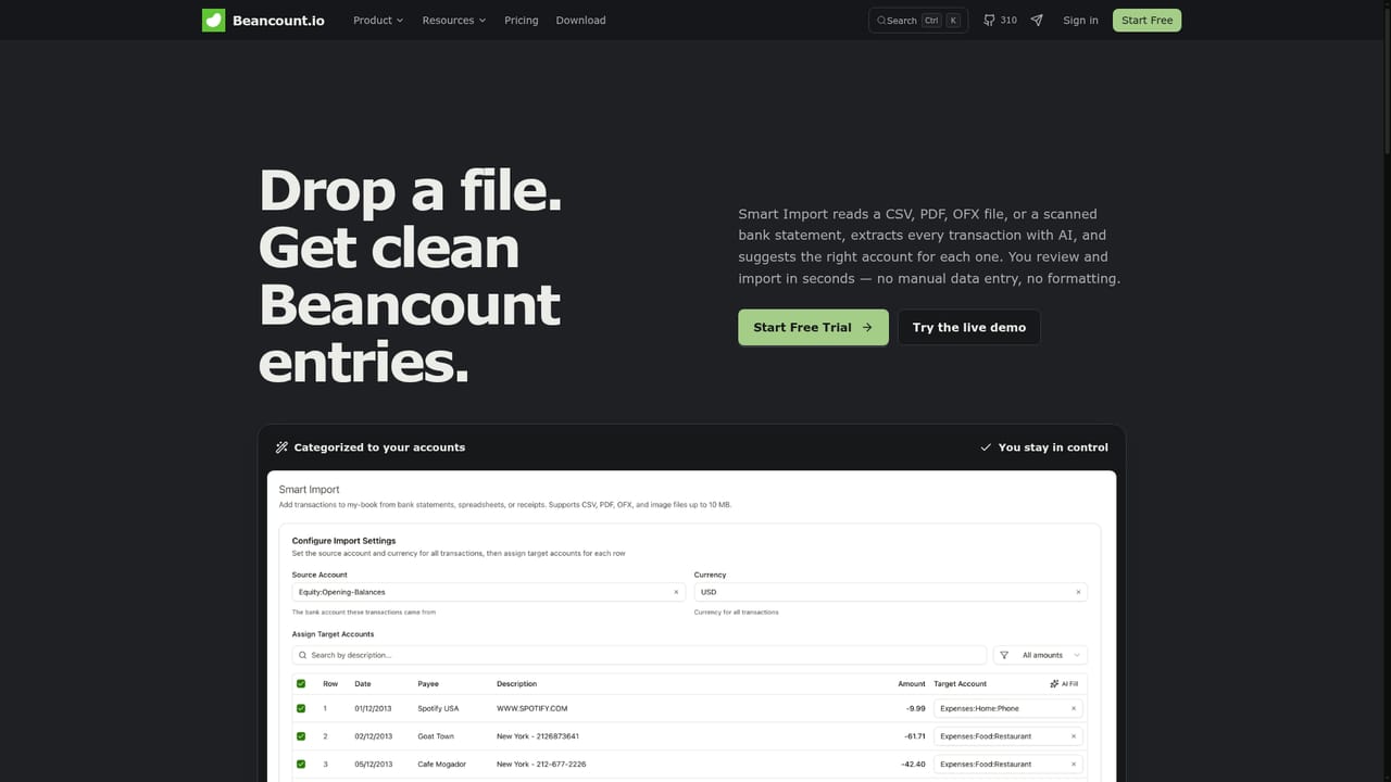 Beancount.io — Import existing statements