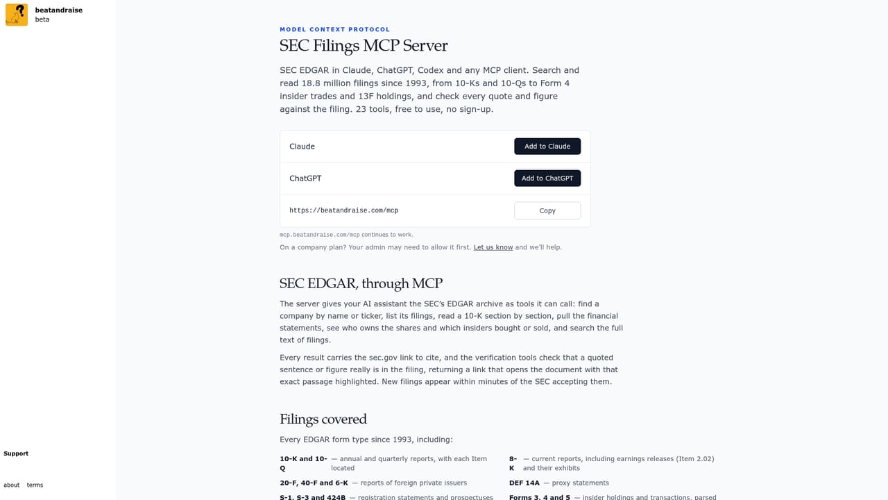 BeatandRaise — Connect the MCP server