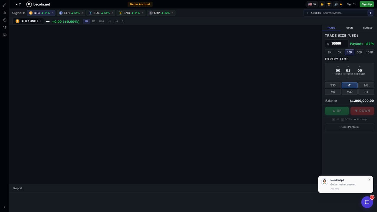 BeCoin — Practice with the trading simulator