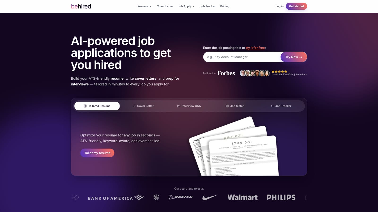 Behired — Try the tool from the homepage