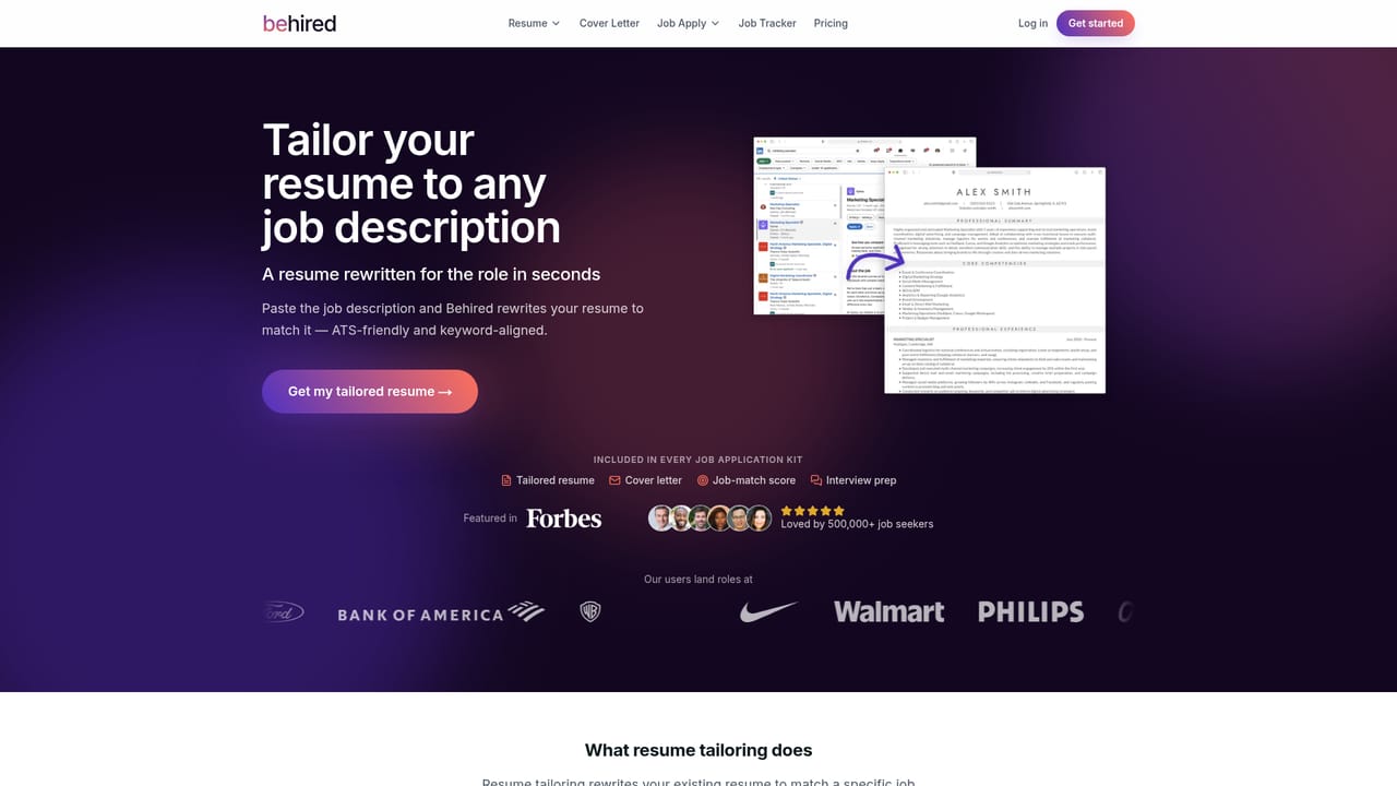 Behired — Tailor your resume to a specific job
