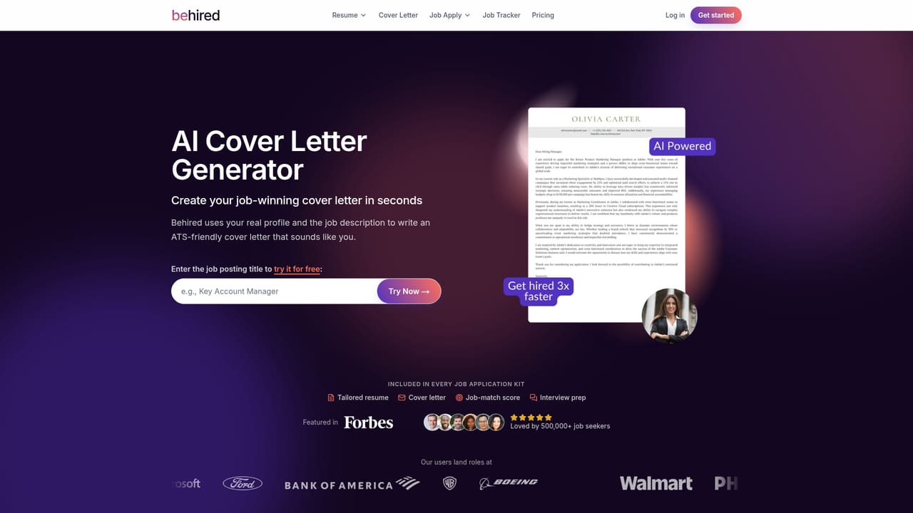 Behired — Generate and refine a cover letter