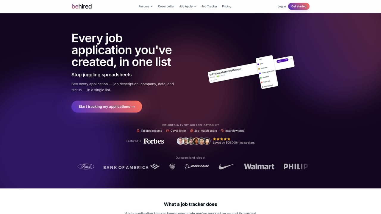 Behired — Track each application