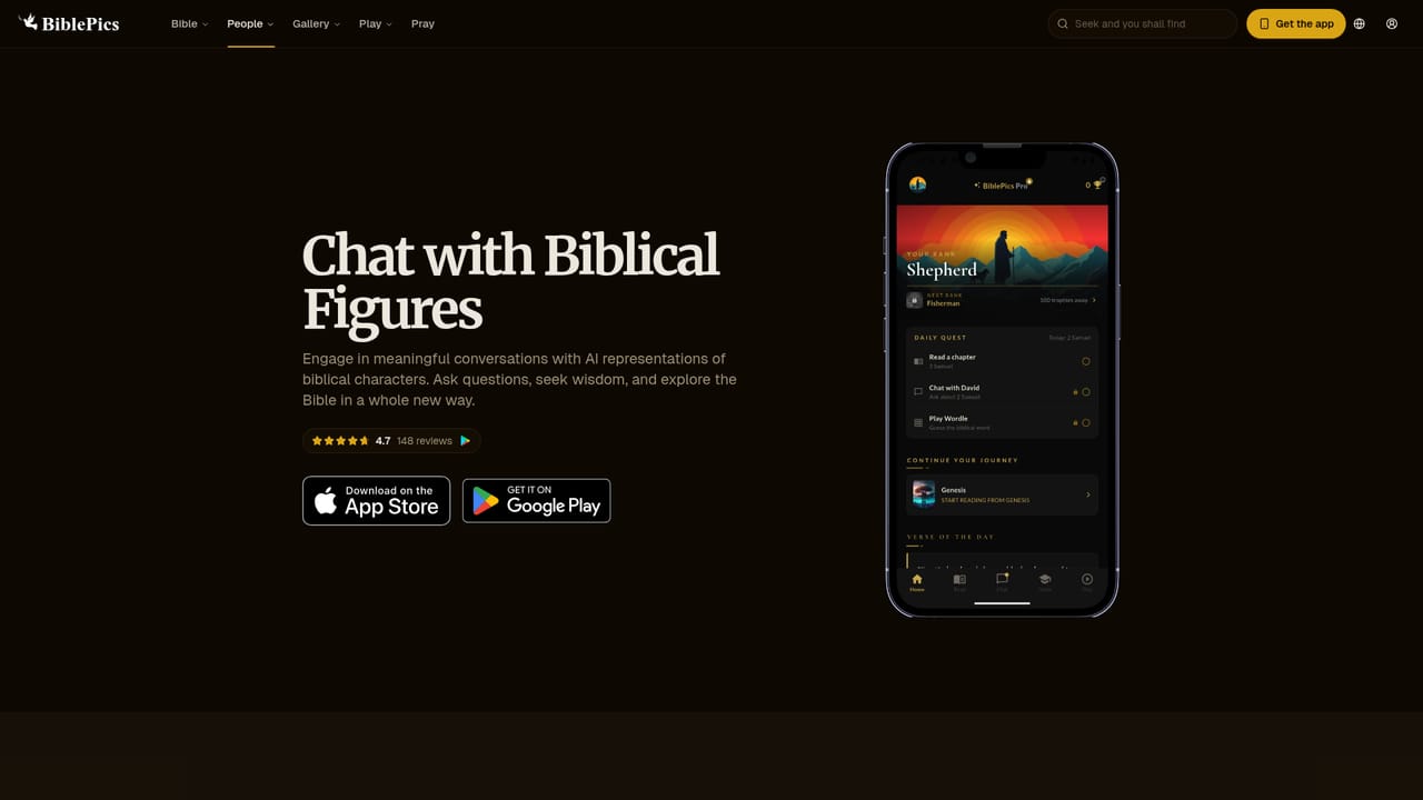 Biblepics — Chat with an AI biblical figure