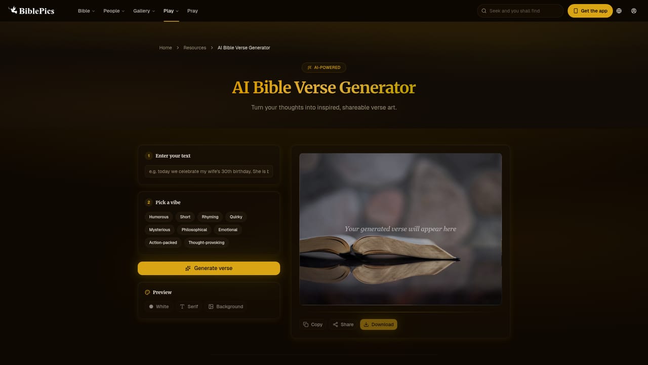 Biblepics — Generate a shareable verse