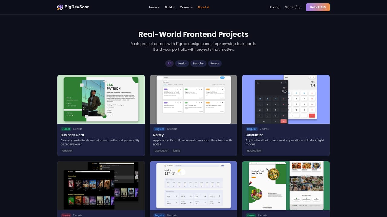 BigDevSoon — Pick a project and open its Figma design