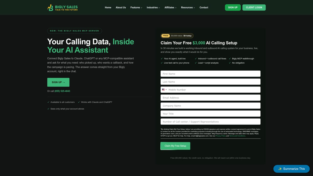 Bigly Sales — Query your call data from your AI assistant