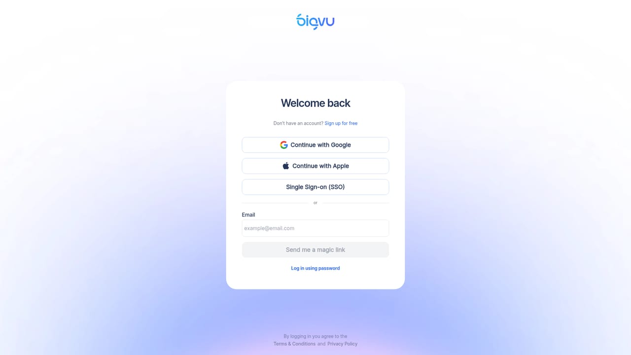 BIGVU — Create your account