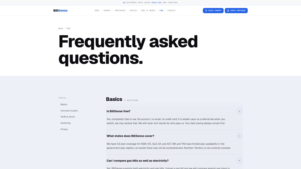 BillSense Australia — Check the details and switch