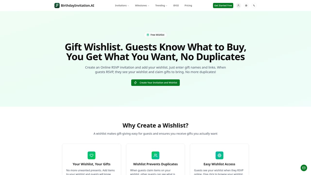 Birthday Invitation AI — Add a gift wishlist