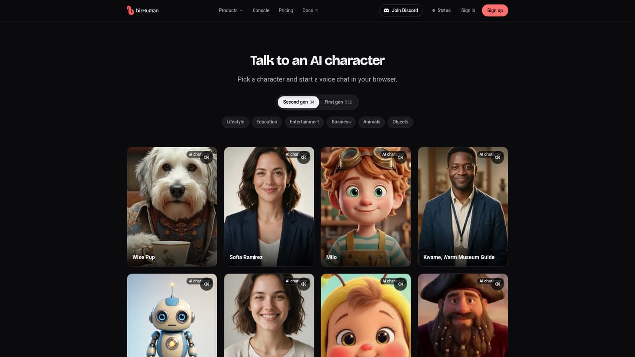 bitHuman — Browse the character gallery