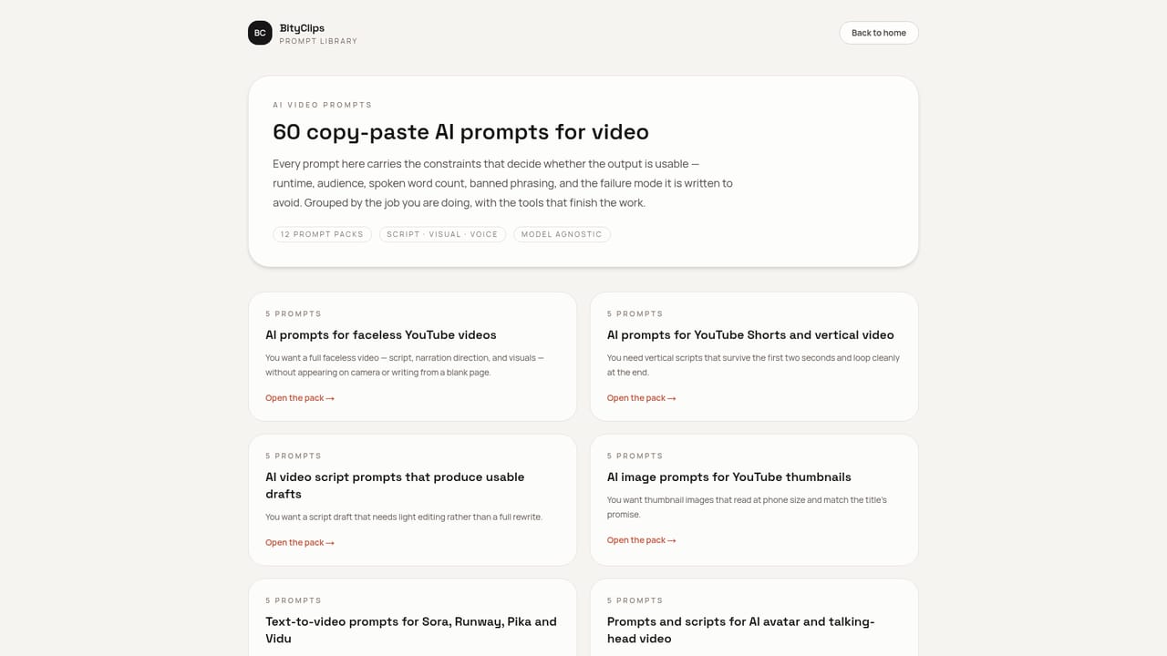BityClips — Grab prompts and voice options