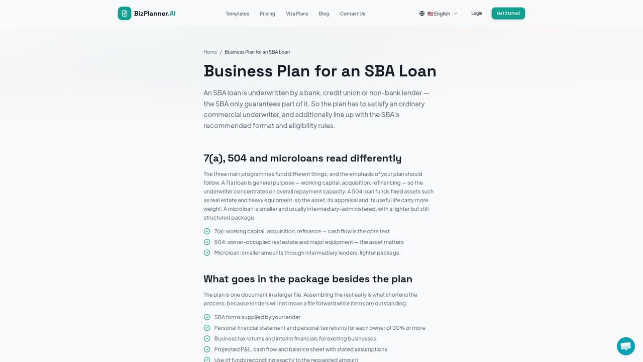 BizPlanner AI — Check the format for your funding route