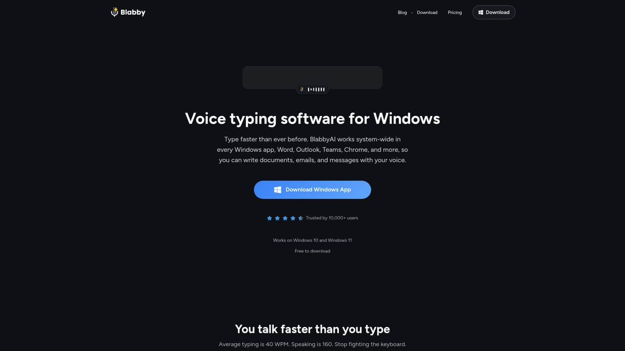 BlabbyAI Speech to Text — Place your cursor and start recording
