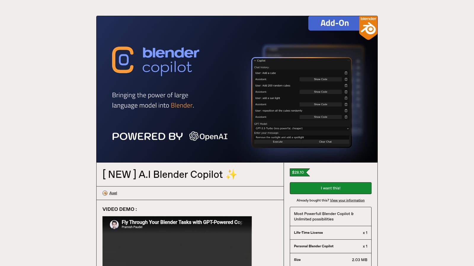 Blender Copilot — Buy and download the add-on